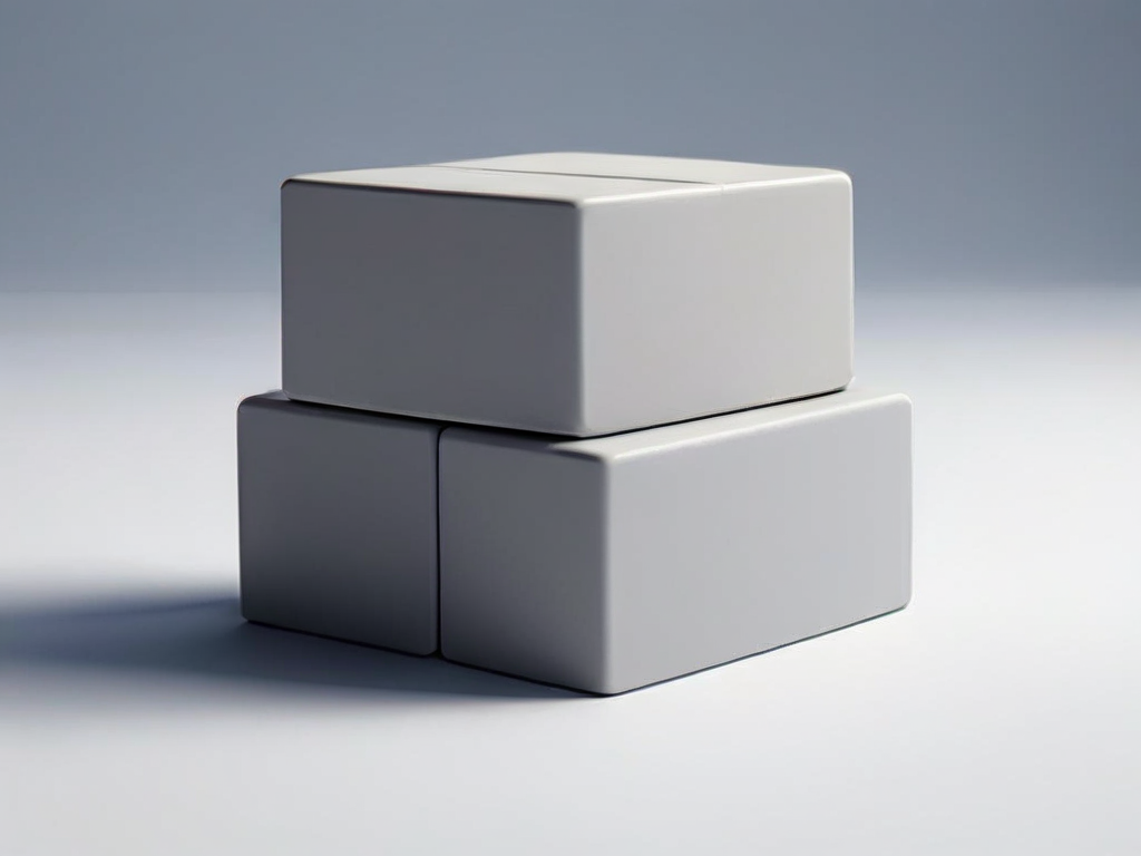 Single blank card removed from a neat stack of storage blocks on a gray studio surface.